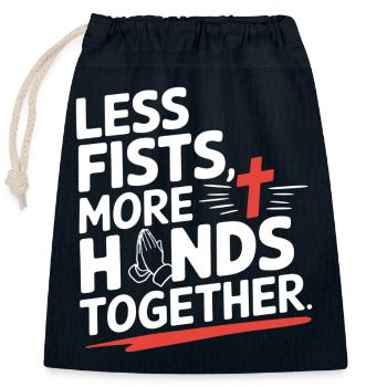Less Fists More Hands Together Prayer - Closable cotton gift bag (25x30cm) - navy - Front