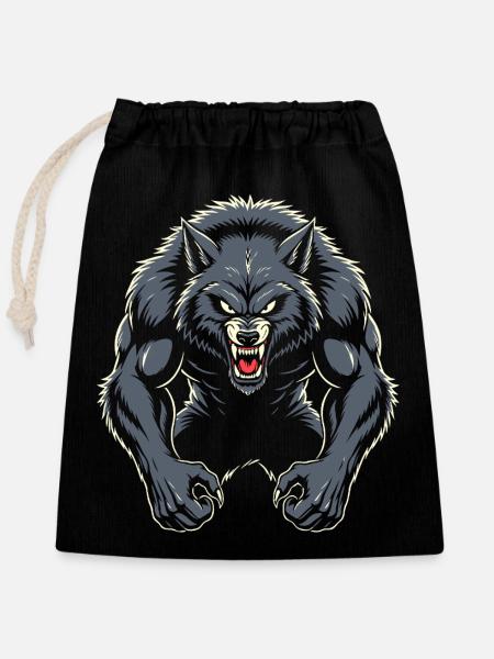 Werwolf - Verschließbarer Geschenkbeutel aus Baumwolle (25x30cm) - Schwarz