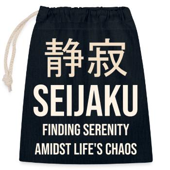 Seijaku Serenity in the Heart of Chaos - Closable cotton gift bag (25x30cm) - navy - Front