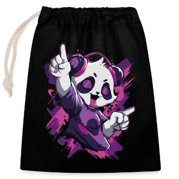 Party Panda Music Fun - Sac cadeau en coton avec cordon (25 x 30 cm) - noir - Devant