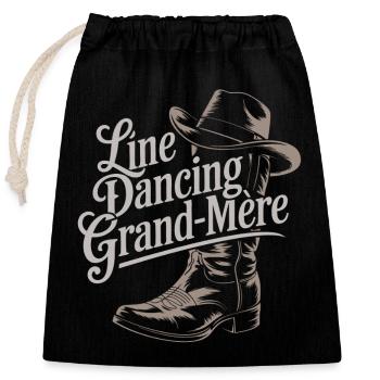 Line Dancing Oma - Verschließbarer Geschenkbeutel aus Baumwolle (25x30cm) - Schwarz - Vorne
