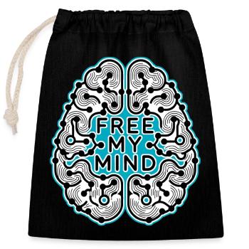 FREE MY MIND #1 - let's talk - Sac cadeau en coton avec cordon (25 x 30 cm) - noir - Devant