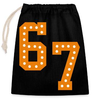 6 7 – Trendy minimalist text design, - Closable cotton gift bag (25x30cm) - black - Front