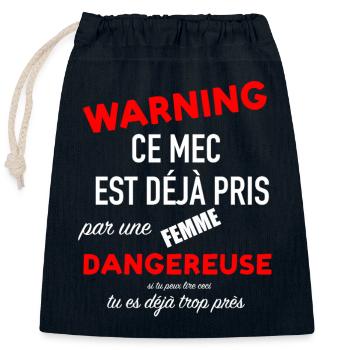 Humour homme couple femme jalouse saint valentin - Sac cadeau en coton avec cordon (25 x 30 cm) - bleu marine - Devant