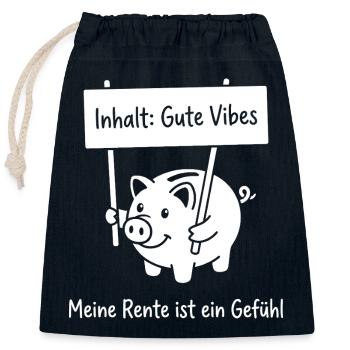 Meine Rente ist ein Gefühl. - Verschließbarer Geschenkbeutel aus Baumwolle (25x30cm) - Navy - Vorne