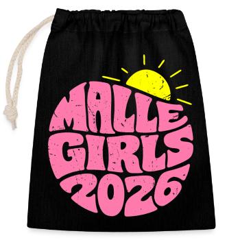 Malle 2026 Malle Girls - Verschließbarer Geschenkbeutel aus Baumwolle (25x30cm) - Schwarz - Vorne