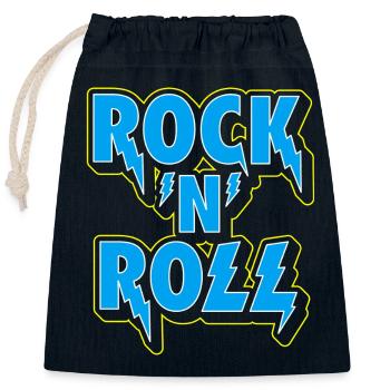 Rock 'N' Roll Typographic 3D Logo - Closable cotton gift bag (25x30cm) - navy - Front