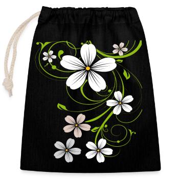 Blumenranke floral - Verschließbarer Geschenkbeutel aus Baumwolle (25x30cm) - Schwarz - Vorne