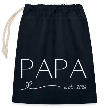 Papa est 2026 - Closable cotton gift bag (25x30cm) - navy - Front