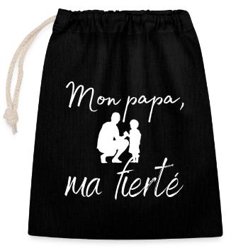 Mon papa, ma fierté - Sac cadeau en coton avec cordon (25 x 30 cm) - noir - Devant