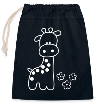GIRAFFE ANIMAL LONG NECK AFRICA SAVANNAH SAFARI ZOO - Closable cotton gift bag (25x30cm) - navy - Front