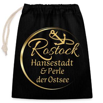 Rostock - Ville hanséatique et perle de la mer Baltique - Sac cadeau en coton avec cordon (25 x 30 cm) - noir - Devant