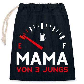MAMA 3 JUNGEN DREI SÖHNE MUTTERTAG - Verschließbarer Geschenkbeutel aus Baumwolle (25x30cm) - Navy - Vorne