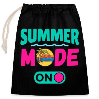 Mode été activé - Sac cadeau en coton avec cordon (25 x 30 cm) - noir - Devant