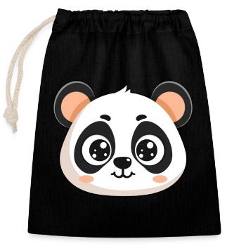 Panda head, cute animal, panda pattern - Closable cotton gift bag (25x30cm) - black - Front