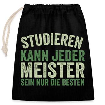Meister Prüfung Bestanderen Prüfung - Verschließbarer Geschenkbeutel aus Baumwolle (25x30cm) - Schwarz - Vorne