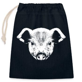 Piglet Graphic / Porcelet Blanc - Sac cadeau en coton avec cordon (25 x 30 cm) - bleu marine - Devant