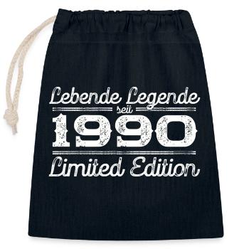 Jahrgang 1990 33. Geburtstag Geschenk Mann/ Frau - Verschließbarer Geschenkbeutel aus Baumwolle (25x30cm) - Navy - Vorne