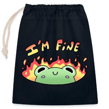 Frosch: "Mir geht es gut" - Verschließbarer Geschenkbeutel aus Baumwolle (25x30cm) - Navy - Vorne