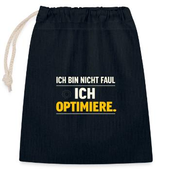 J’optimise – Pas paresseux - Sac cadeau en coton avec cordon (25 x 30 cm) - bleu marine - Devant