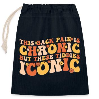 this back pain is chronic but these tiddies iconic - Sac cadeau en coton avec cordon (25 x 30 cm) - bleu marine - Devant