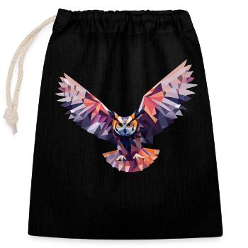 HIBOU GÉOMÉTRIQUE, ART ABSTRAIT HIBOU - Sac cadeau en coton avec cordon (25 x 30 cm) - noir - Devant
