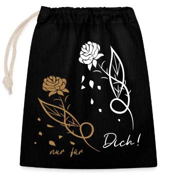 Roses just for you - Closable cotton gift bag (25x30cm) - black - Front
