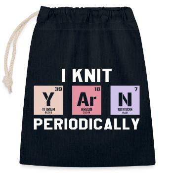 Funny Scientist Knitting I Knit Yarn Periodically - Sac cadeau en coton avec cordon (25 x 30 cm) - bleu marine - Devant