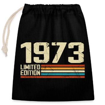 Vintage 1973 Anniversaire Rétro - Né en 1973 - Sac cadeau en coton avec cordon (25 x 30 cm) - noir - Devant