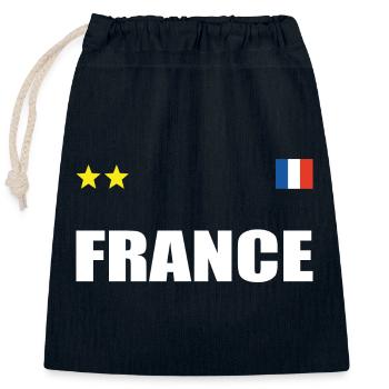 Maillot De Foot France Avec Coeur - Sac cadeau en coton avec cordon (25 x 30 cm) - bleu marine - Devant