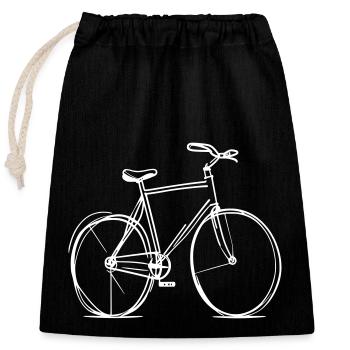 Fahrrad Strichzeichnung Rad Bike (Farbe änderbar) - Verschließbarer Geschenkbeutel aus Baumwolle (25x30cm) - Schwarz - Vorne