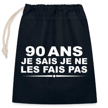 90 years | Humor 90th Birthday Gift - Closable cotton gift bag (25x30cm) - navy - Front
