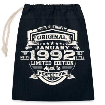 Né le 31 janvier 1992 Homme cadeau - Sac cadeau en coton avec cordon (25 x 30 cm) - bleu marine - Devant