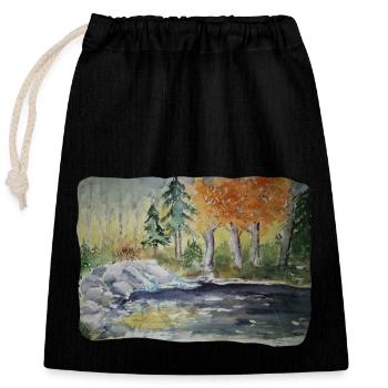 Rivière dans la forêt par Erika Pfeiffer - Sac cadeau en coton avec cordon (25 x 30 cm) - noir - Devant