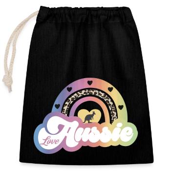 Amour australien - Sac cadeau en coton avec cordon (25 x 30 cm) - noir - Devant