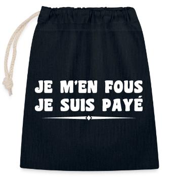 Je M'en Fous Je Suis Payé - Sac cadeau en coton avec cordon (25 x 30 cm) - bleu marine - Devant