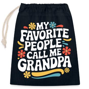 Papy Grand-père Famille Fête des pères - Sac cadeau en coton avec cordon (25 x 30 cm) - bleu marine - Devant