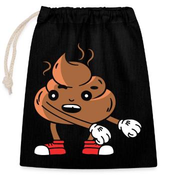 Funny poop pile dancing - Closable cotton gift bag (25x30cm) - black - Front