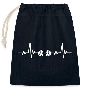 Weightlifting Heartbeat - Closable cotton gift bag (25x30cm) - navy - Front