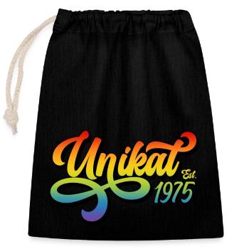Unikat Est. 1975 - Verschließbarer Geschenkbeutel aus Baumwolle (25x30cm) - Schwarz - Vorne