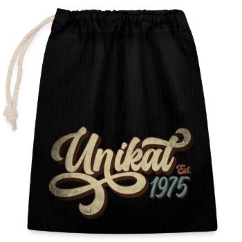 Unikat Est. 1975 - Verschließbarer Geschenkbeutel aus Baumwolle (25x30cm) - Schwarz - Vorne