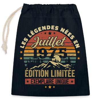 July 1975 Vintage Birthday 1975 July - Closable cotton gift bag (25x30cm) - navy - Front