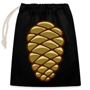 pine cone - Closable cotton gift bag (25x30cm) - black - Front