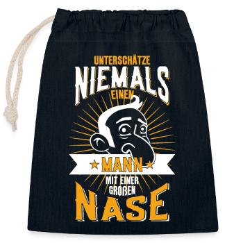 UNTERSCHÄTZE NIEMALS MANN NASE JOHANNES - Verschließbarer Geschenkbeutel aus Baumwolle (25x30cm) - Navy - Vorne