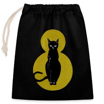 Chat sur fond doré - Sac cadeau en coton avec cordon (25 x 30 cm) - noir - Devant