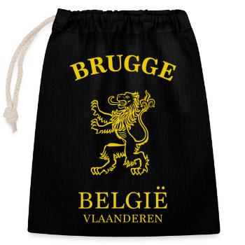Bruges Belgique Belgique - Sac cadeau en coton avec cordon (25 x 30 cm) - noir - Devant