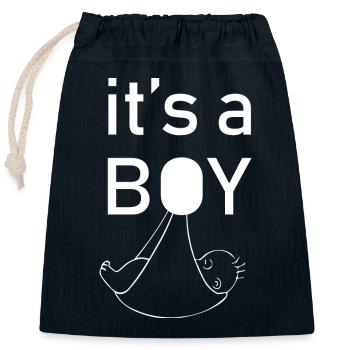 Schwangerschaft Babyparty Babyshower Boy Girl - Verschließbarer Geschenkbeutel aus Baumwolle (25x30cm) - Navy - Vorne