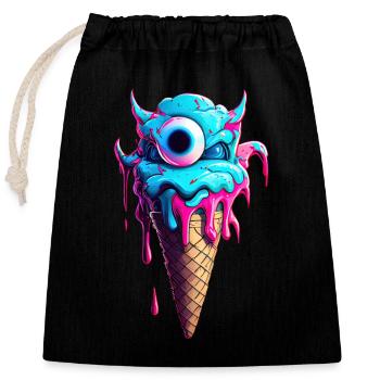 Monster der Eiswaffel - Verschließbarer Geschenkbeutel aus Baumwolle (25x30cm) - Schwarz - Vorne