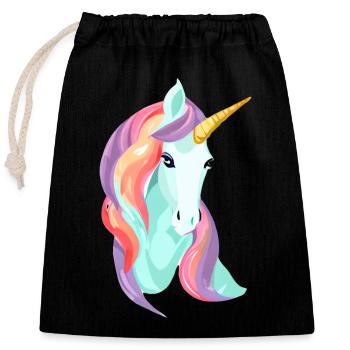 Licorne Licorne Fille Mythique Licornes Animaux - Sac cadeau en coton avec cordon (25 x 30 cm) - noir - Devant