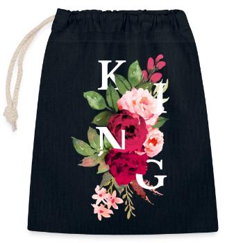 König Blumen - Verschließbarer Geschenkbeutel aus Baumwolle (25x30cm) - Navy - Vorne